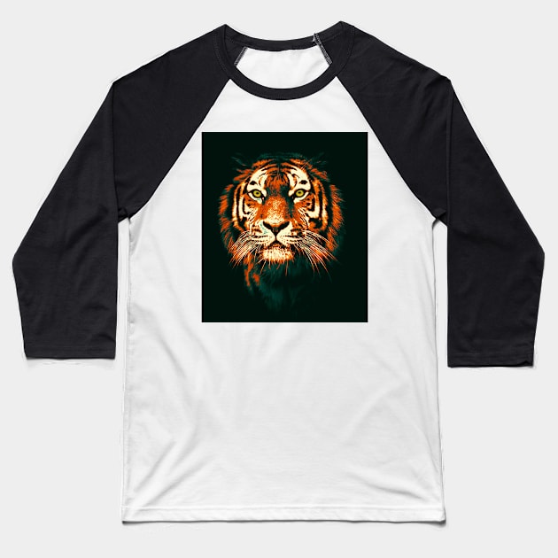 Tiger Head Pop art 1 Baseball T-Shirt by Korvus78